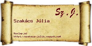 Szakács Júlia névjegykártya